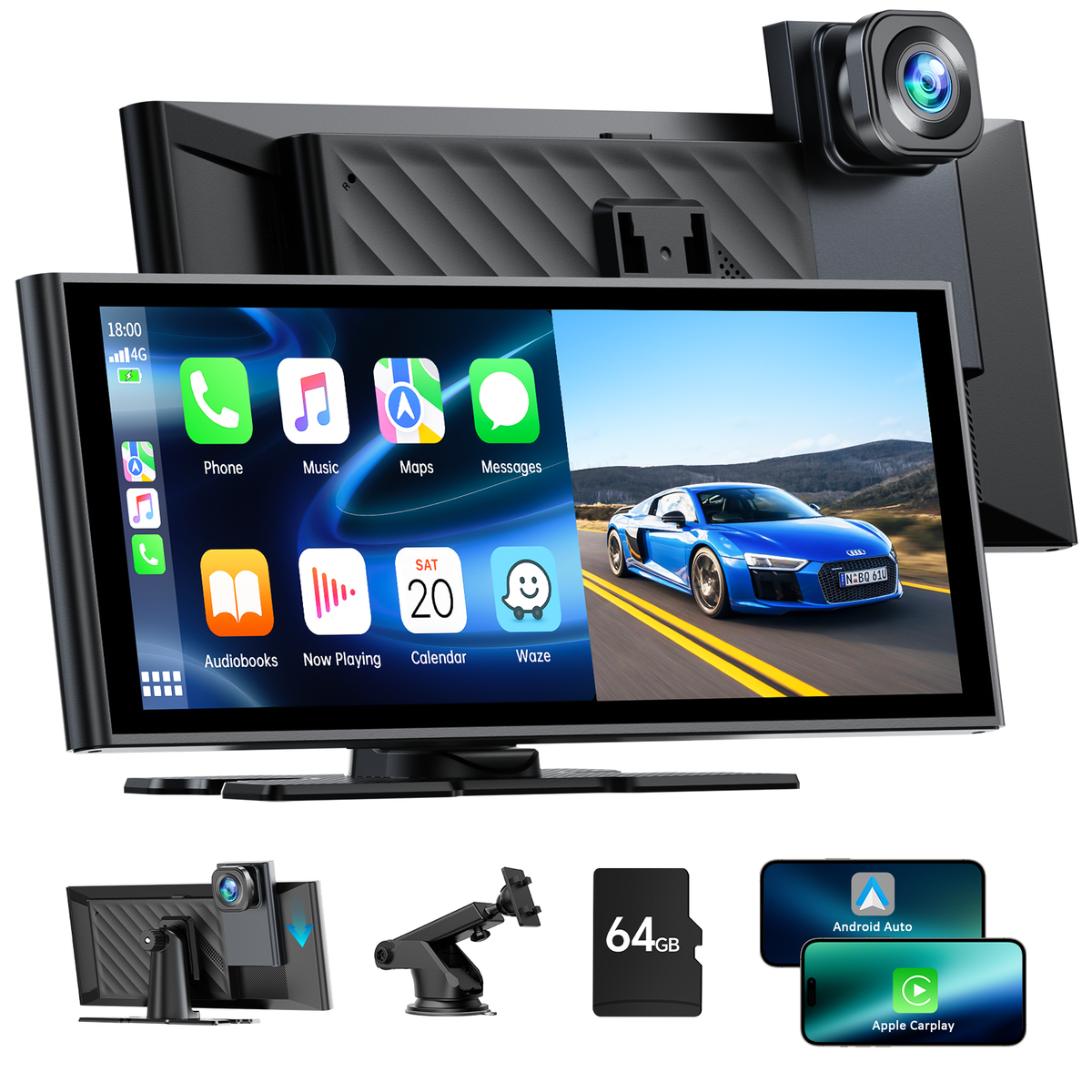 Seetato 9 inch Wireless Carplay Screen for Car, A-pple Carplay & Android Auto Car Play Screen with 4K Dash Cam & 1080P Backup Camera/ Bluetooth/Navigation/Mirror Link/Voice Control, for All Vehicles Seetato 9 inch Wireless Carplay Screen for Car, A-pple Carplay & Android Auto Car Play Screen with 4K Dash Cam & 1080P Backup Camera/ Bluetooth/Navigation/Mirror Link/Voice Control, for All Vehicles