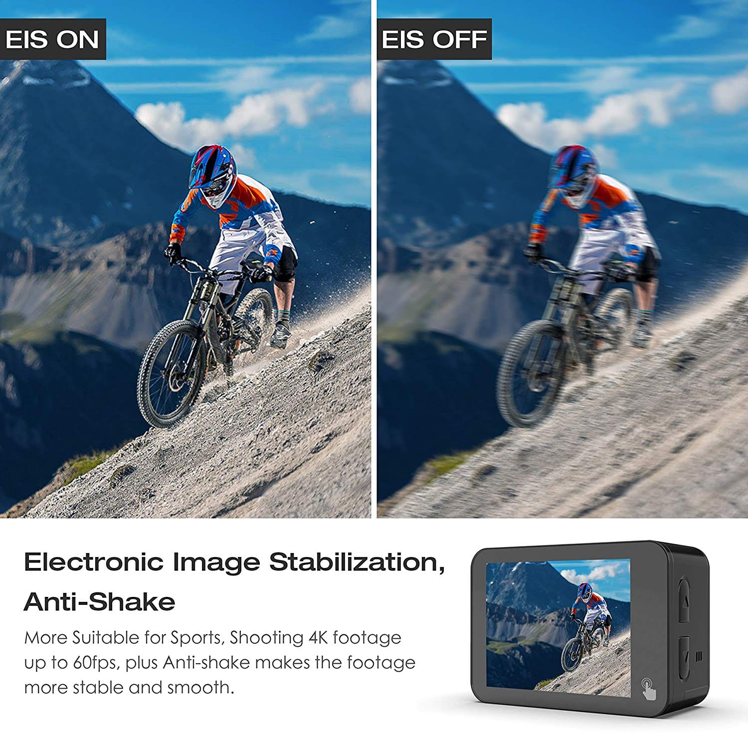 Campark X30 Action Camera Built-in anti-shake function