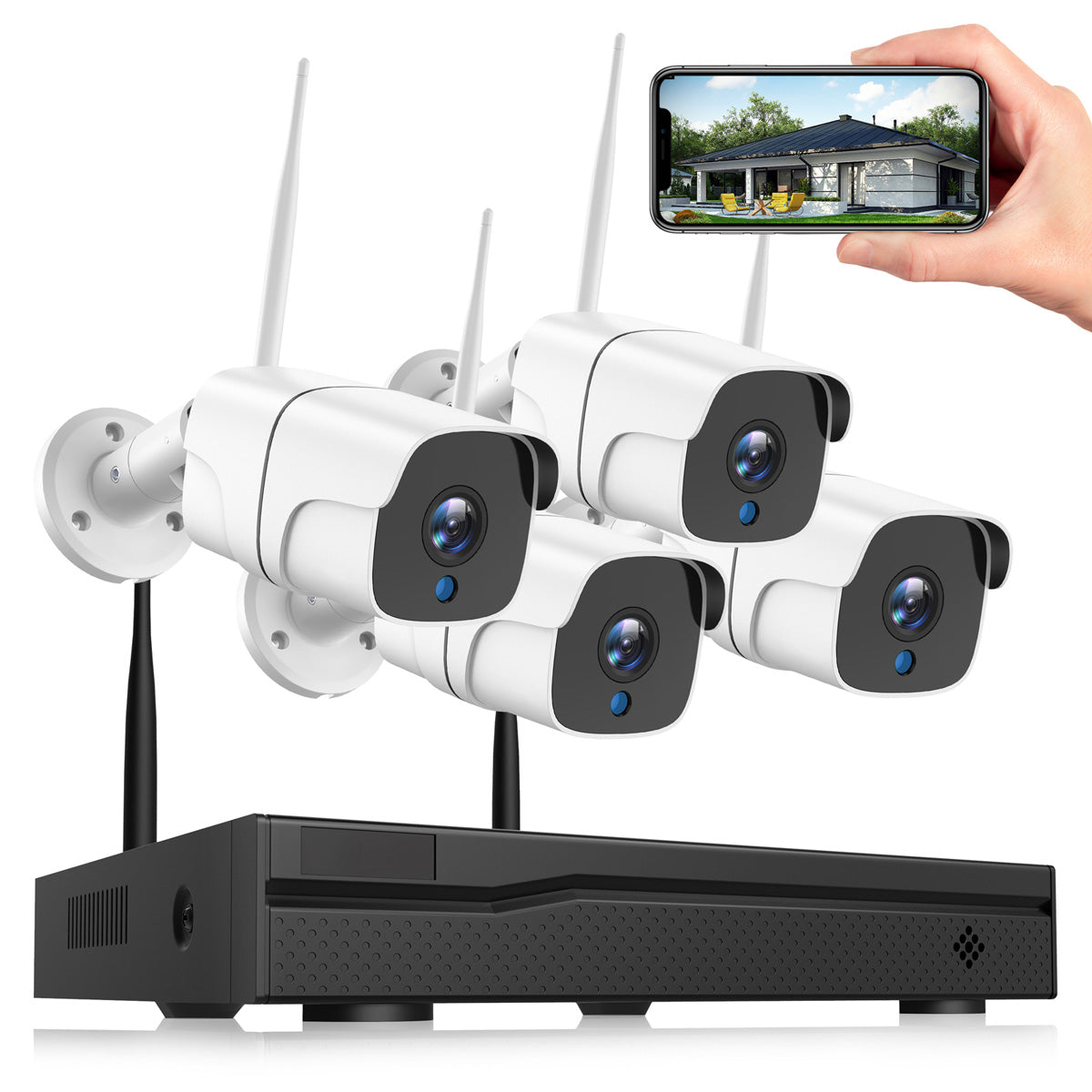 Campark W300 4Pcs 1080P WiFi Security Camera System With 3TB Hard Drive