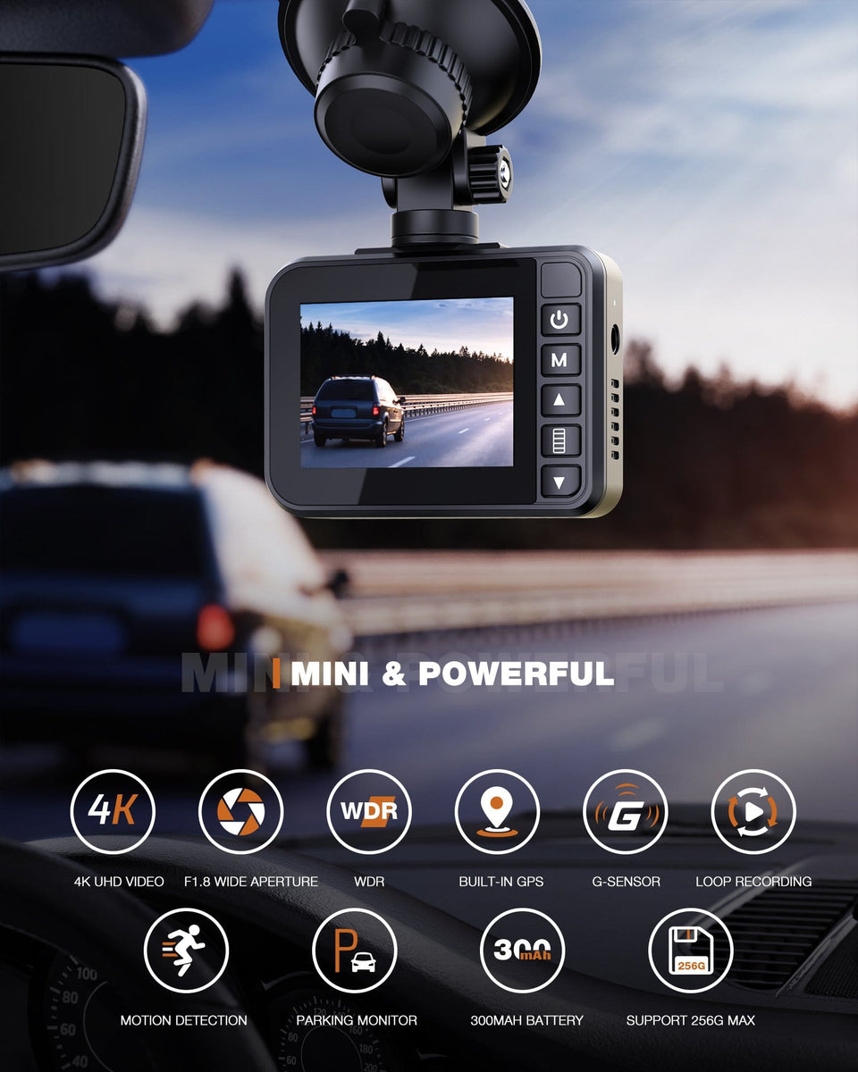Campark DC35 Dual 1080P Dash Cam w/GPS, Front and Inside Car