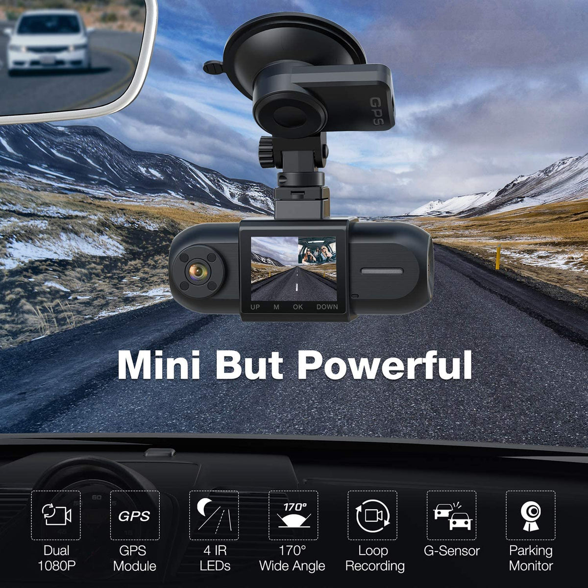 Dual Dash Cam Front and Inside 1080P Dash Camera for Cars IR Night Vision  Car Camera for Taxi Accident Lock Parking Monitor Support 256GB Max (Black)
