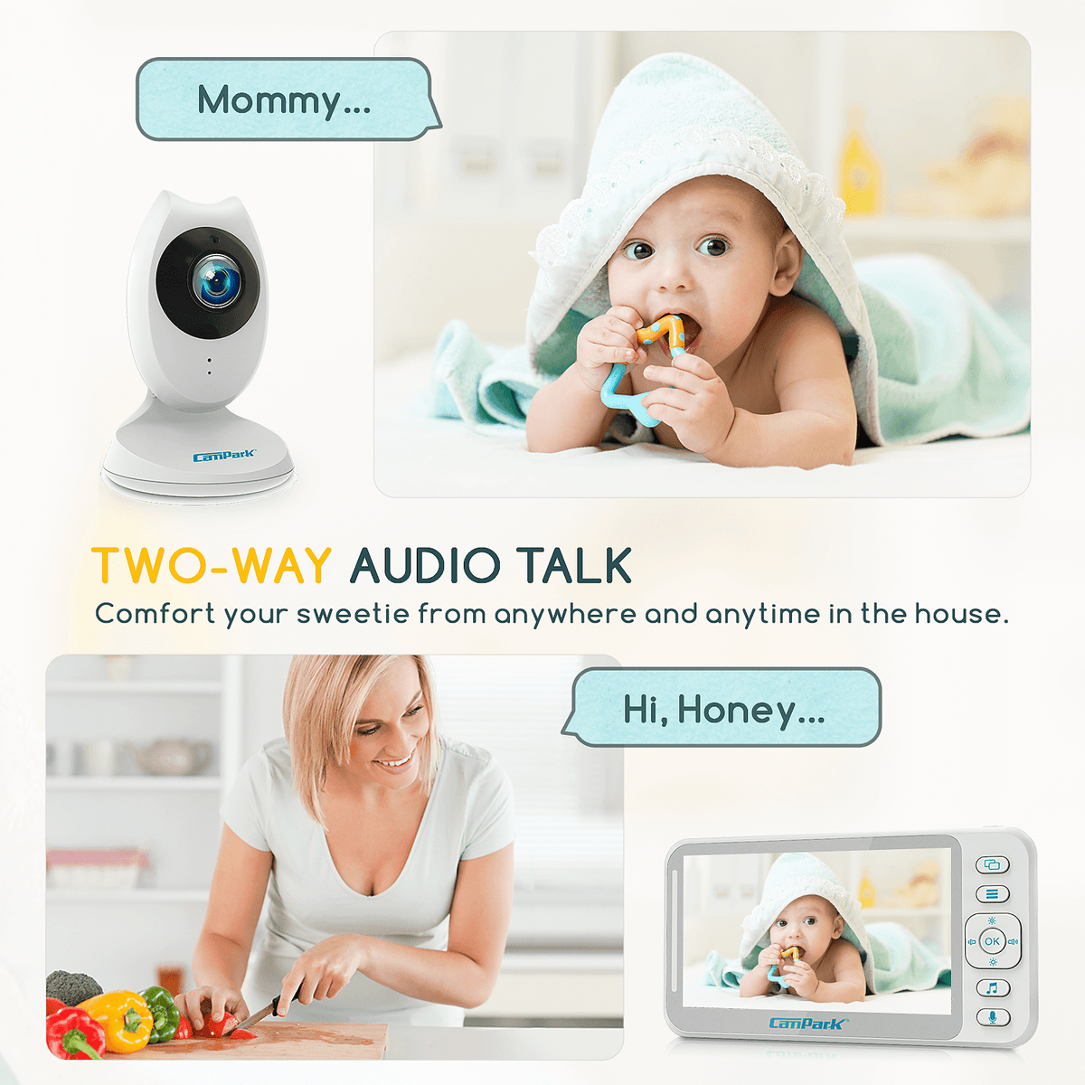 Campark BM40 Smart Night Vision 4.3 inch Split Screen Video Baby Campark BM40 Smart Night Vision 4.3 inch Split Screen Video Baby