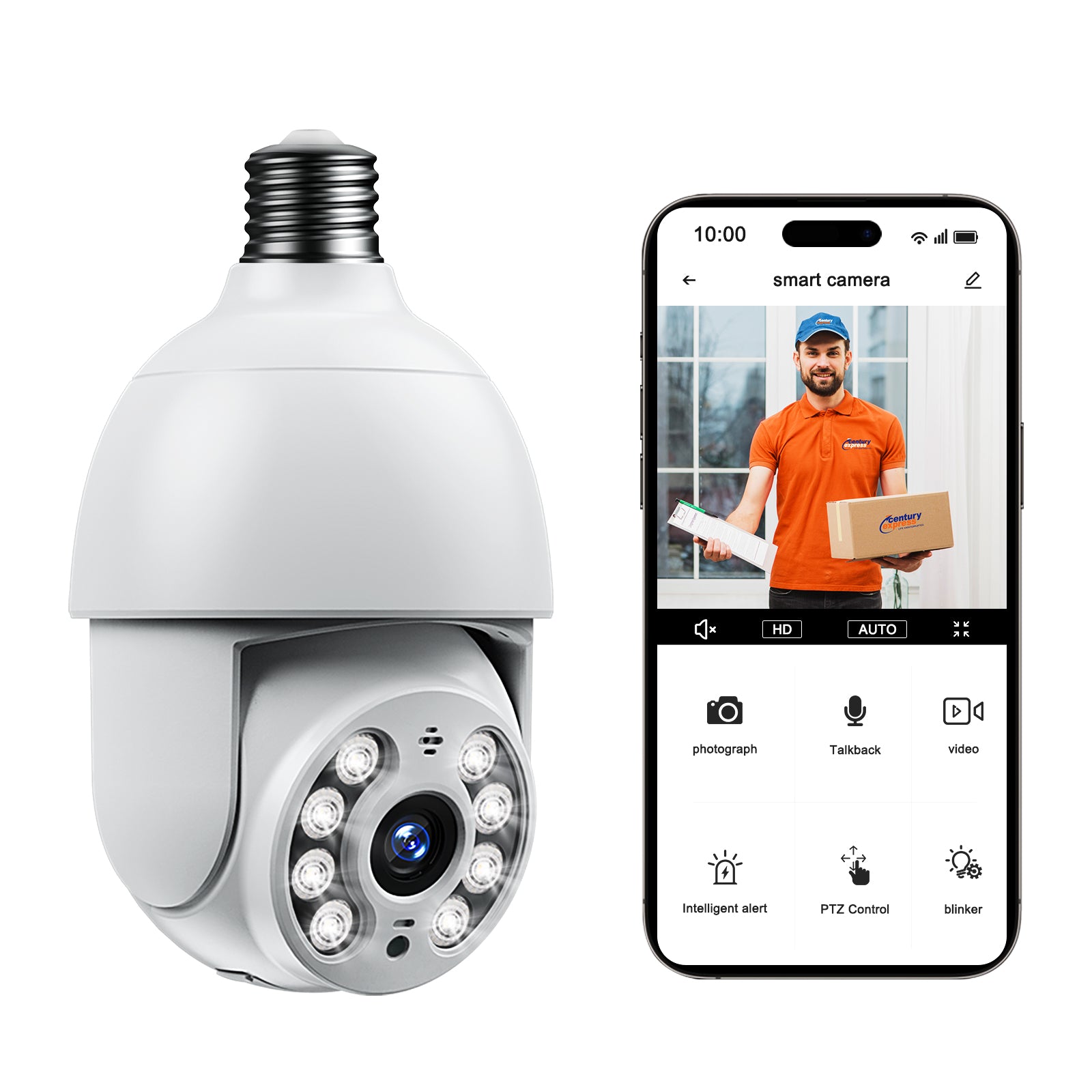  Light Bulb Security Camera Wireless Cam with Color Night Vision