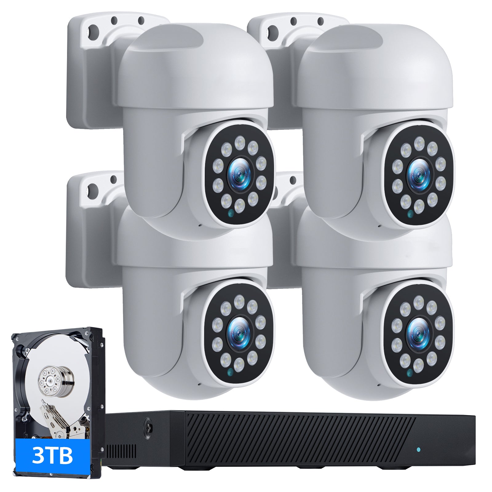 4K 5MP Security Camera System PTZ Home CCTV Camera with 8CH NVR and Motion Tracking, Color Night Vision