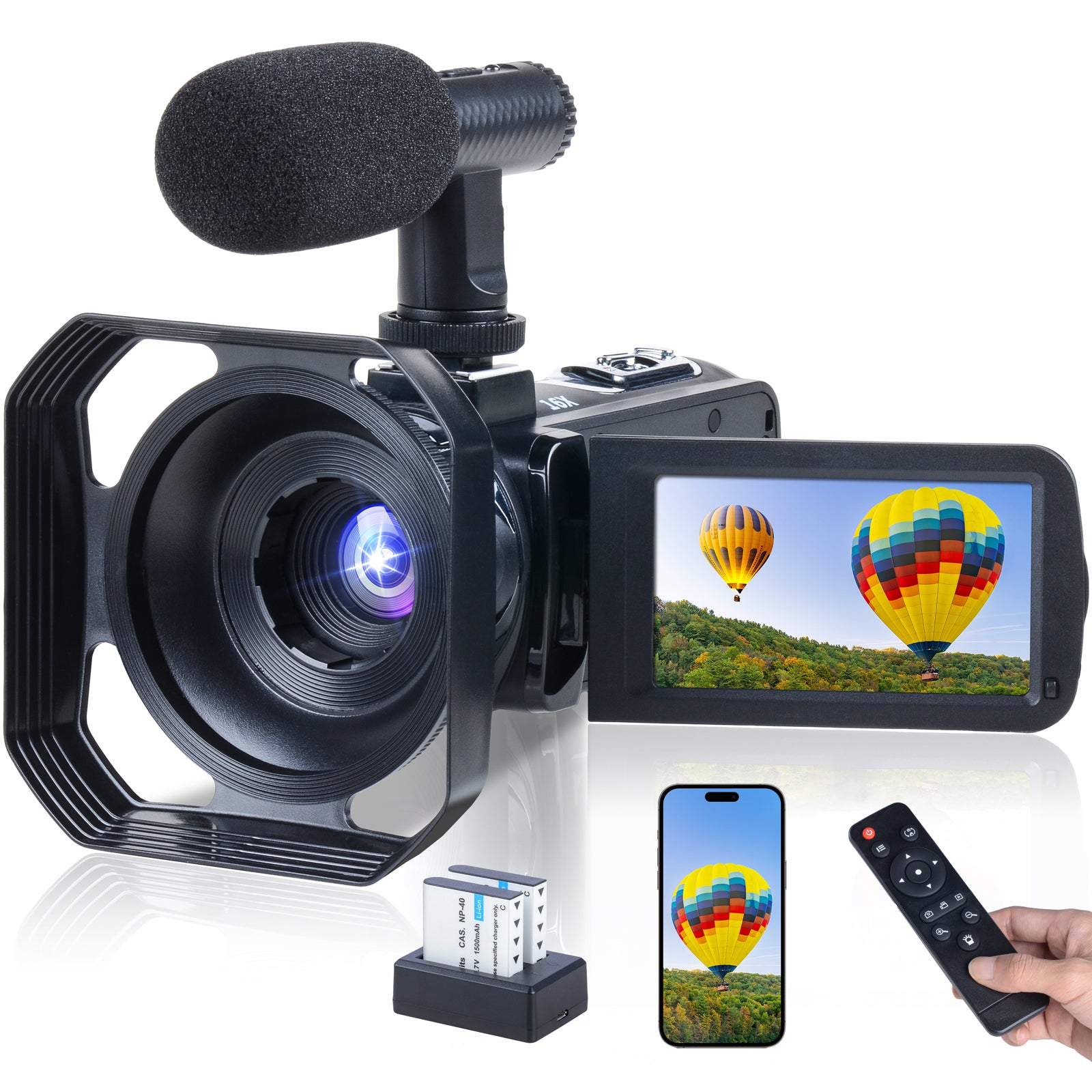 Campark AC08A 3'' 4K 16 x Zoom WiFi Camcorder Video Camera with Microphone