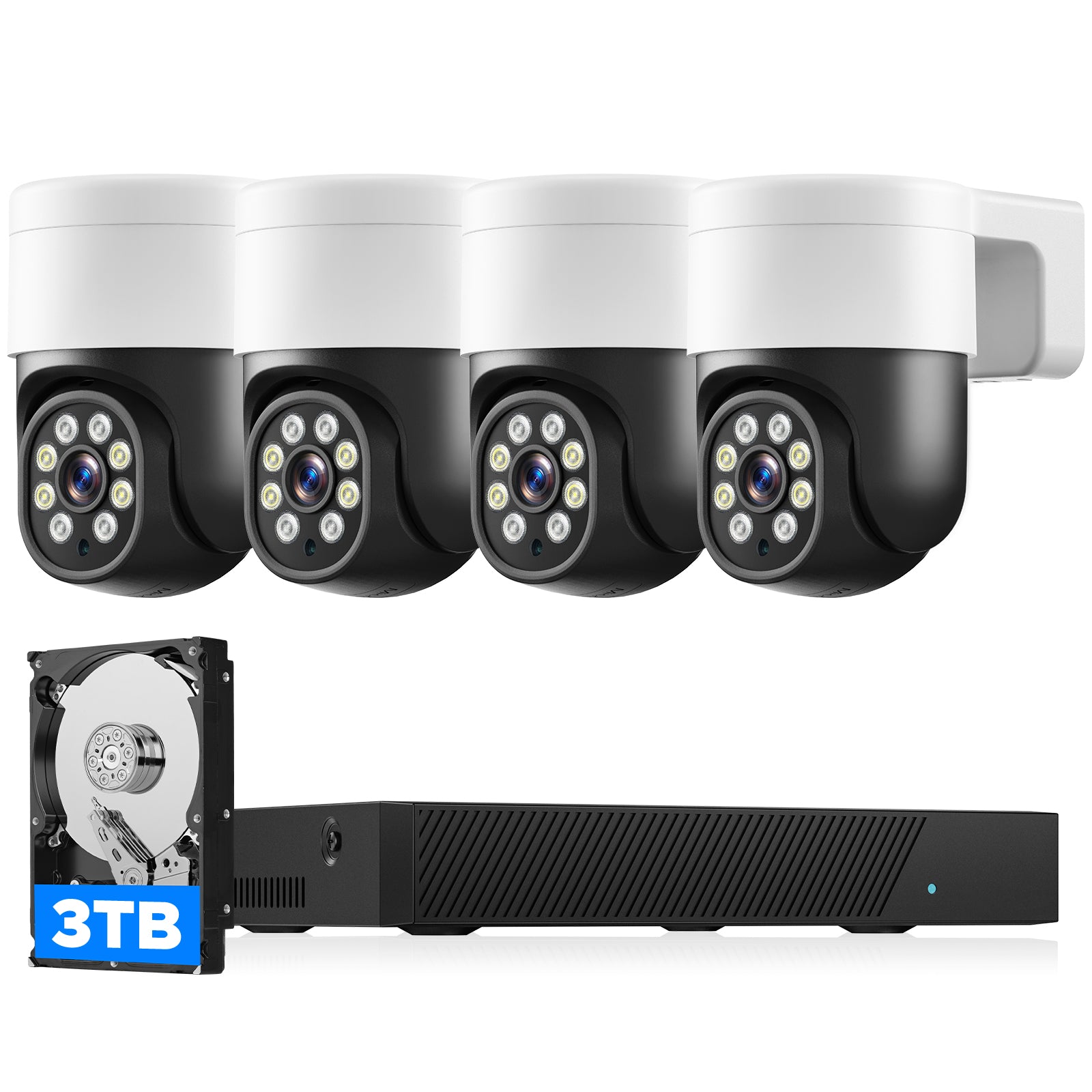 4K PoE Security Camera System 8MP Wired Outdoor PoE IP Cam with 2-Way Audio, Color Night Vision, Spotlight& Siren and Motion Tracking