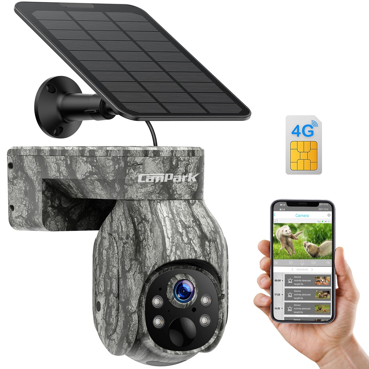 Campark TC17 Cellular Trail Camera 4G LTE Wireless Solar Powered for  Wildlife Monitoring