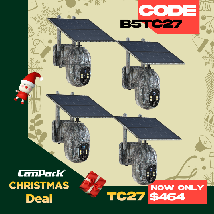 Campark TC27 4G LTE Cellular Trail Camera 2.5K Wireless Solar Powered Cam with Instant Alert and Color Night Vision