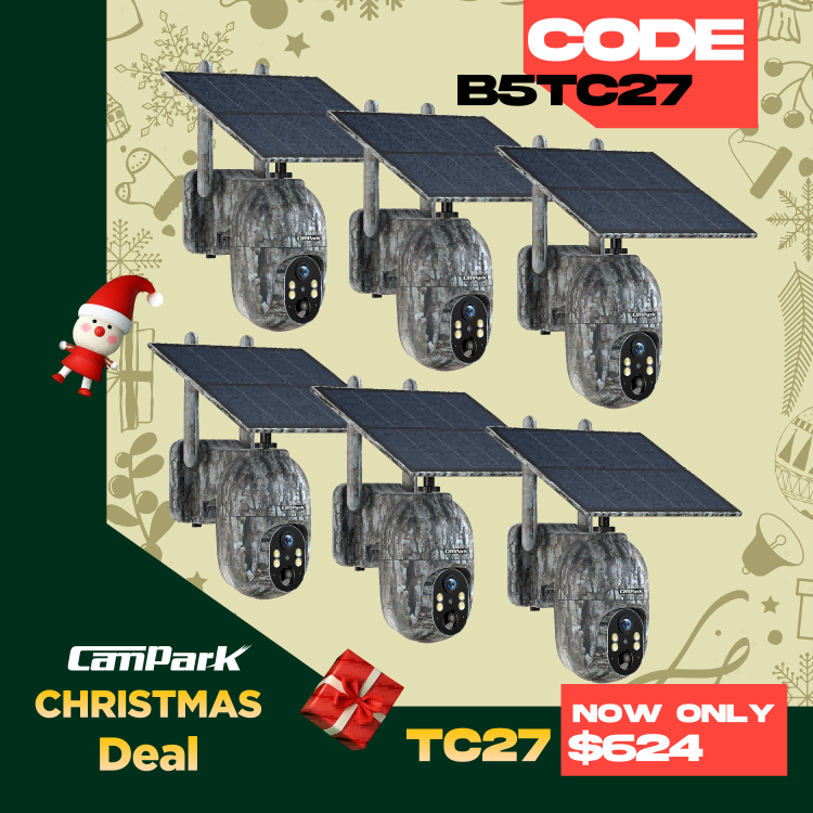 Campark TC27 4G LTE Cellular Trail Camera 2.5K Wireless Solar Powered Cam with Instant Alert and Color Night Vision