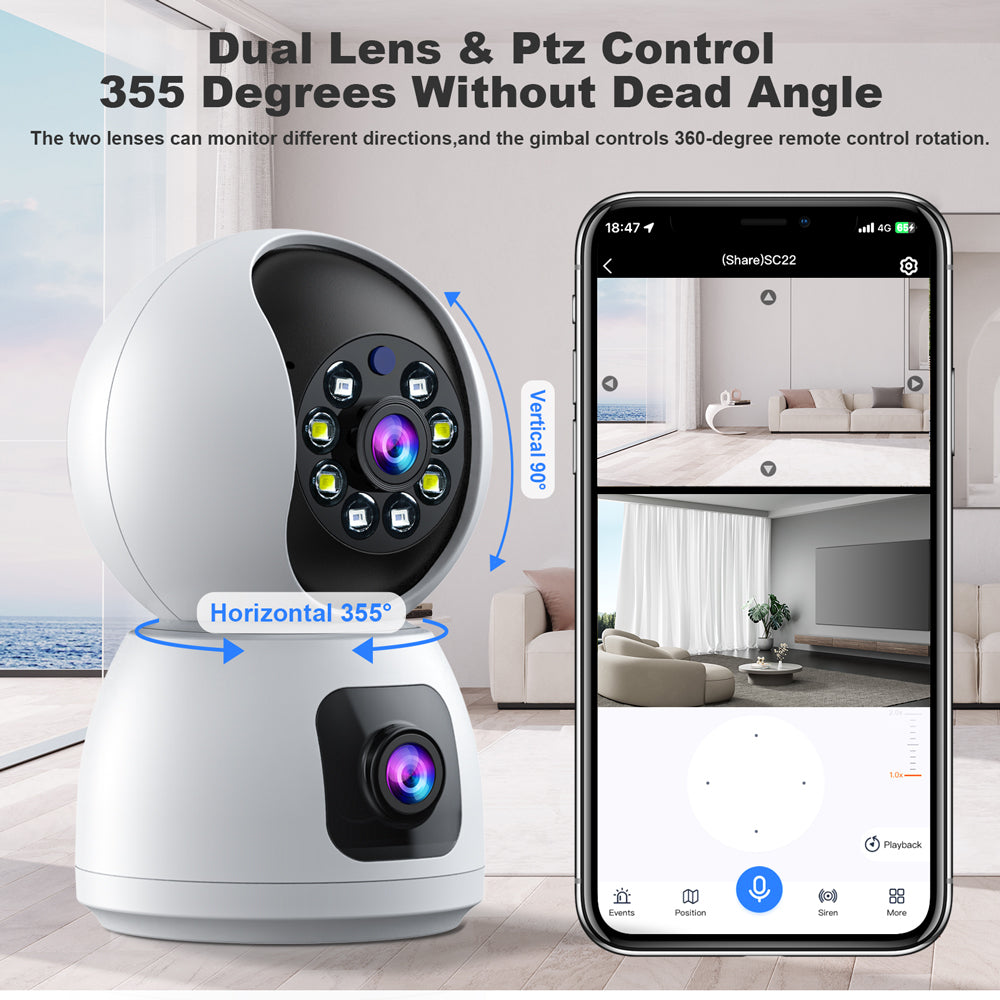 Dual Lens Indoor Security Camera