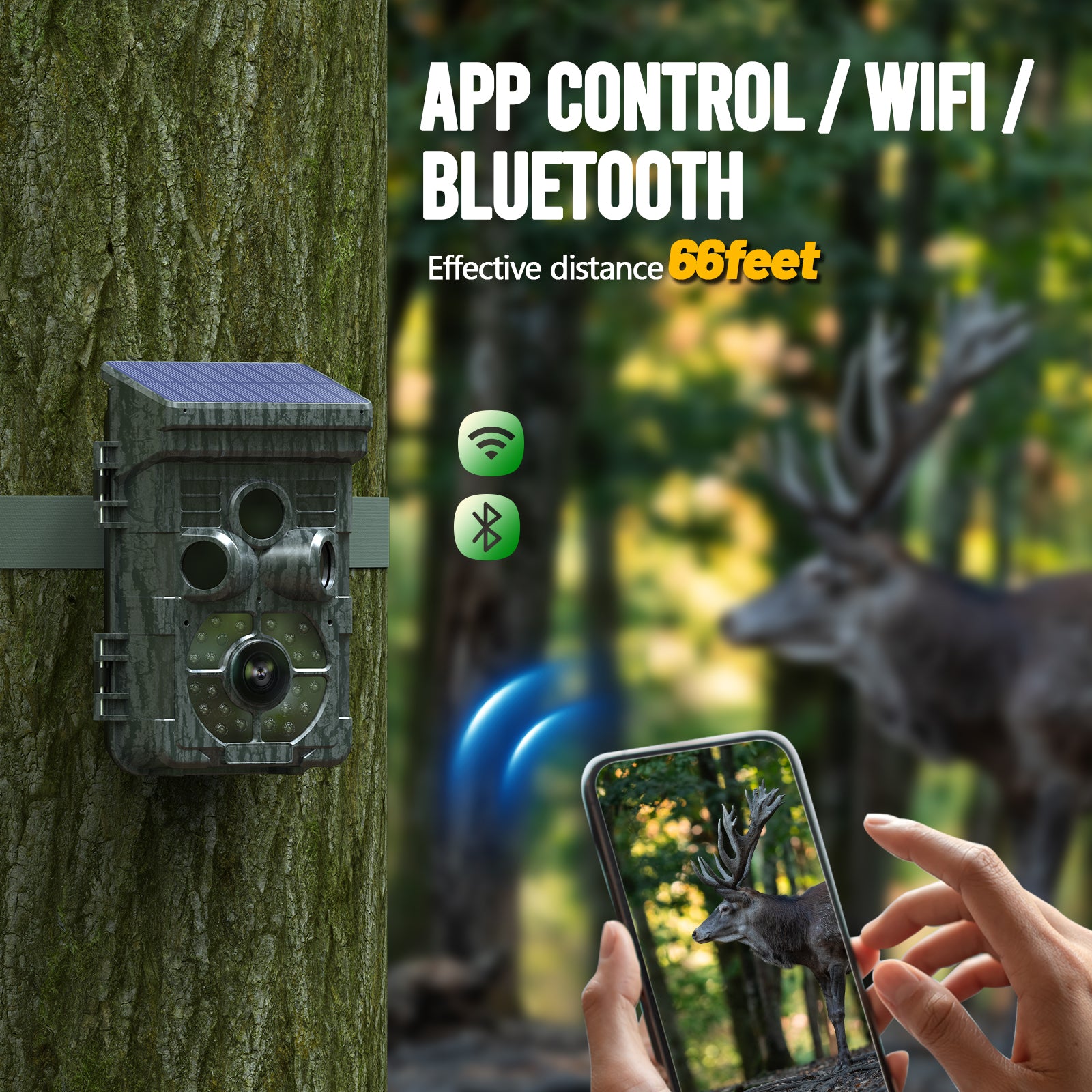 Campark TC28 WiFi Bluetooth Solarbetriebene 32MP 1080P mit 850nm Jagdkamera 