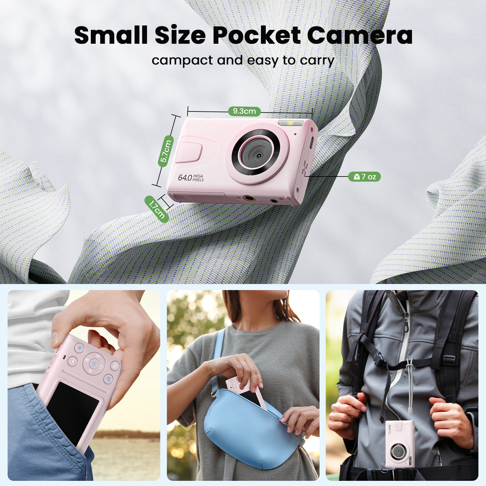 Fotocamera Digitale 64MP 4K Con Zoom 16X, Scheda 32GB Inclusa – Ideale Per Bambini, Principianti E Vlogger