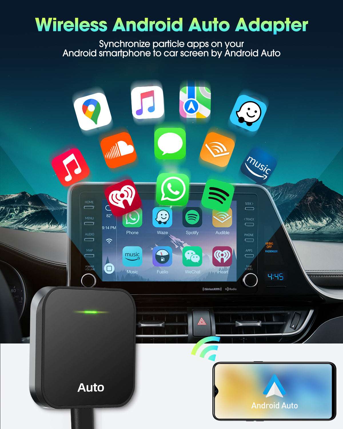 Wireless Android Car Adapter, Plug and Play for OEM Factory Wired Android Car