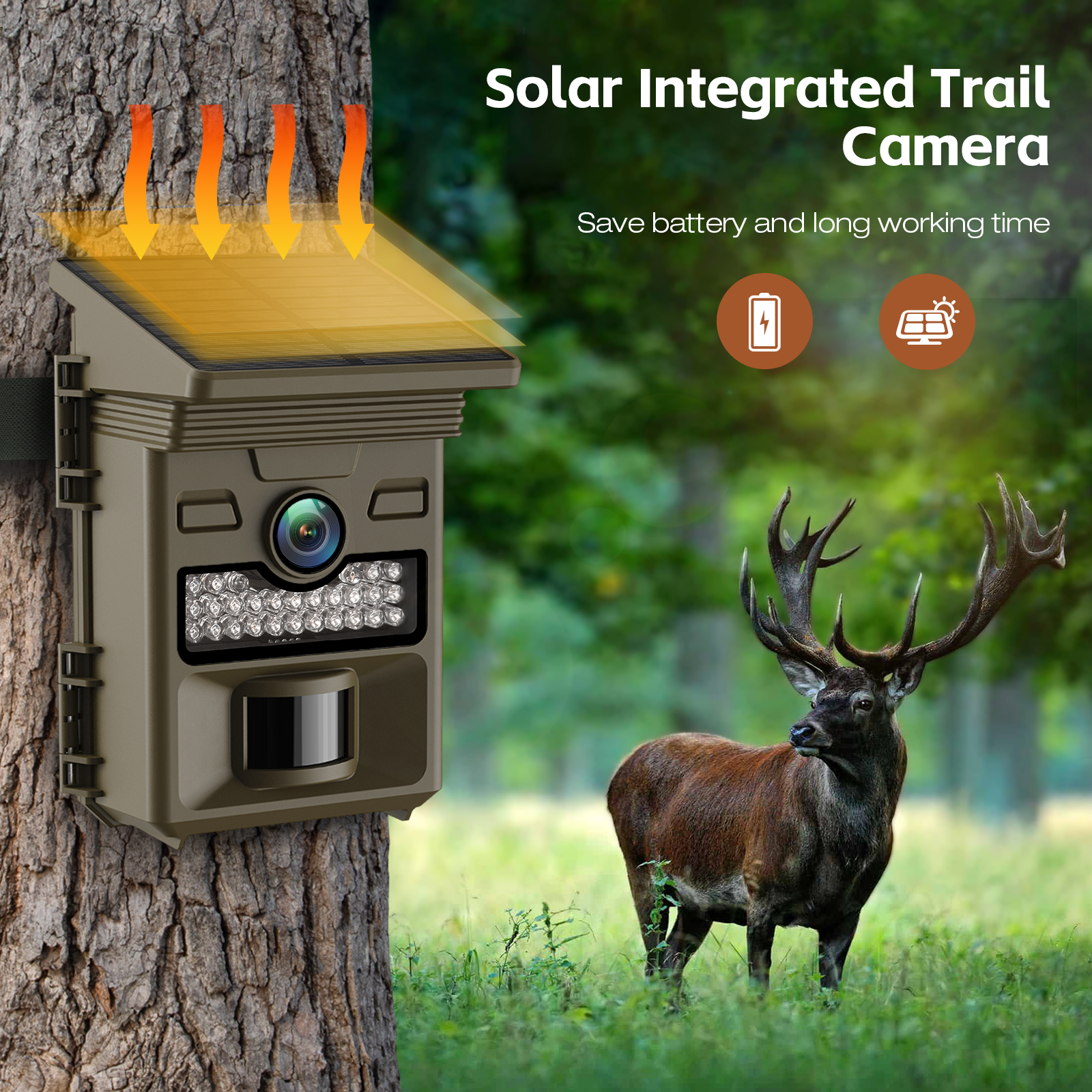 Trail Camera Solar Powered Integrated Game Camera