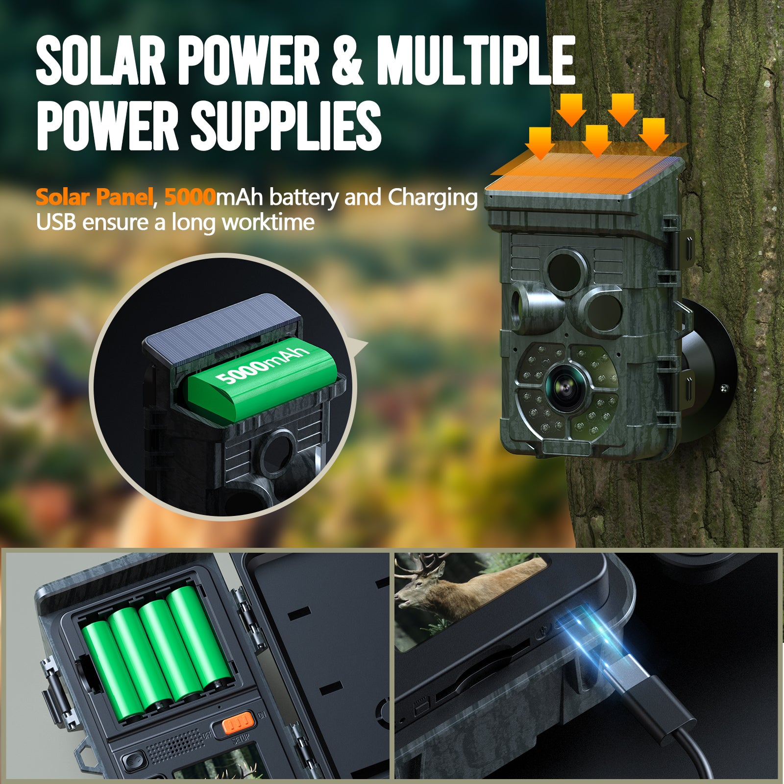 Campark TC28 WiFi Bluetooth Solarbetriebene 32MP 1080P mit 850nm Jagdkamera 