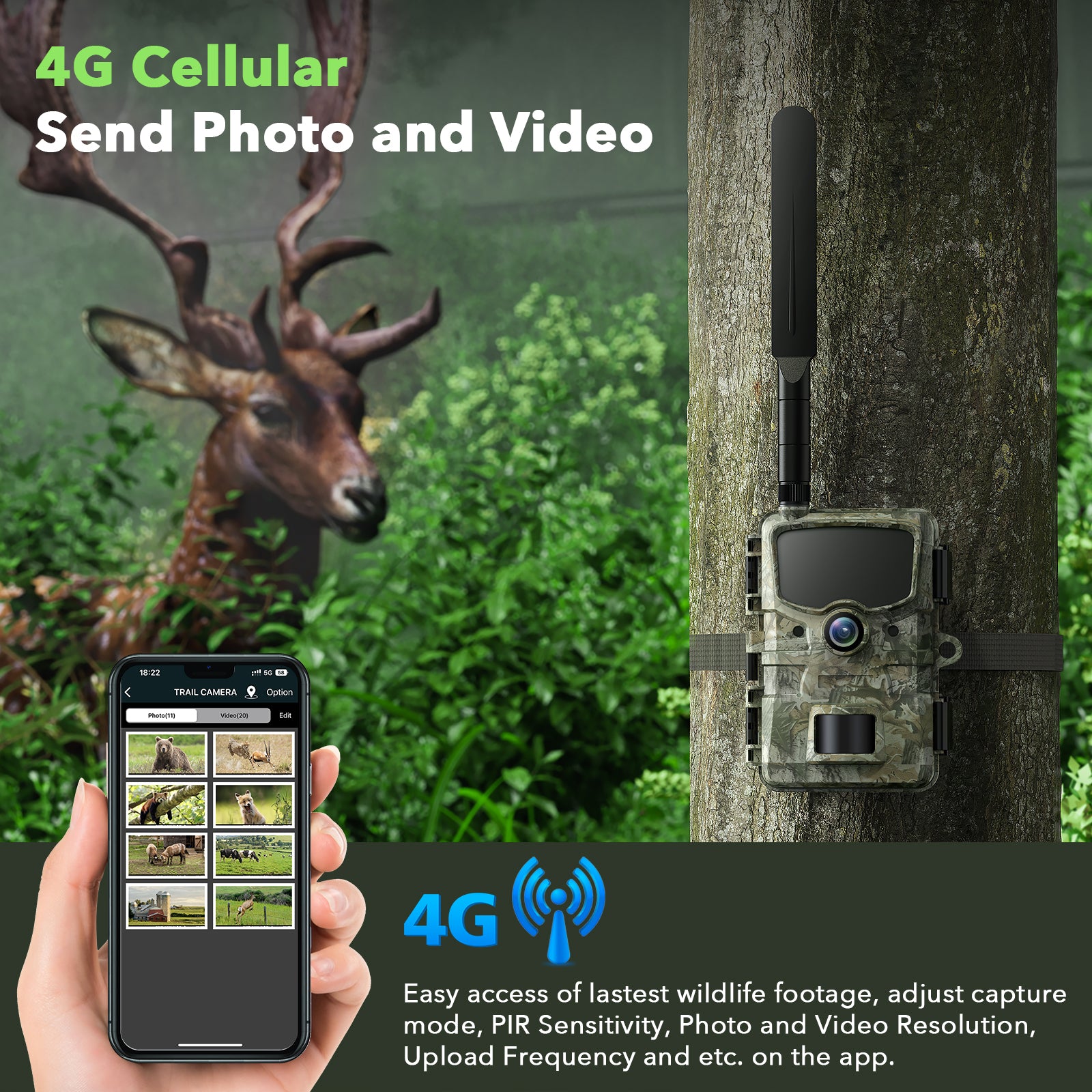  4G LTE Cellular Trail Camera Wireless View Outdoor Game Camera