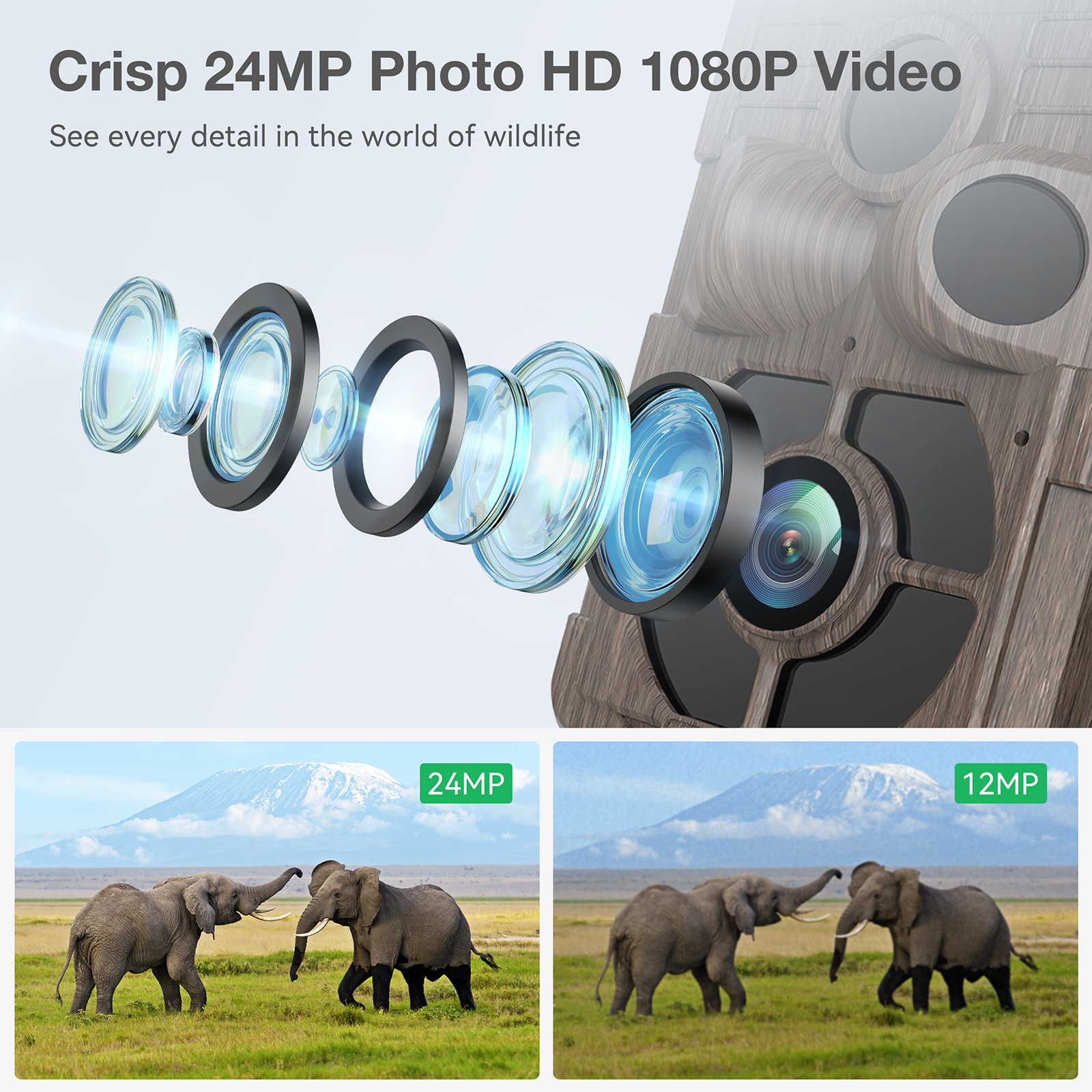 24MP 1080P Trial Camera Solar Powered Integrated Game Camera with Night Vision