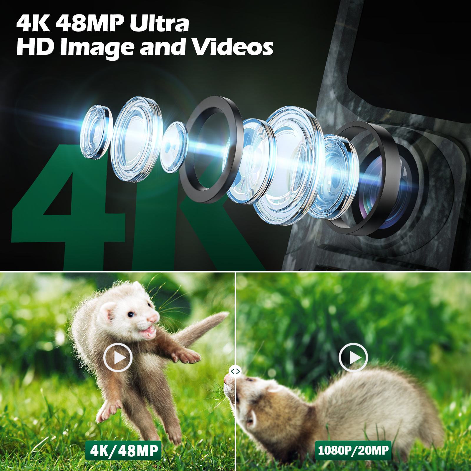 40p Camera Campark TC30 4K 40MP Trail Camera with LCD screen and Time Lapse for W ...