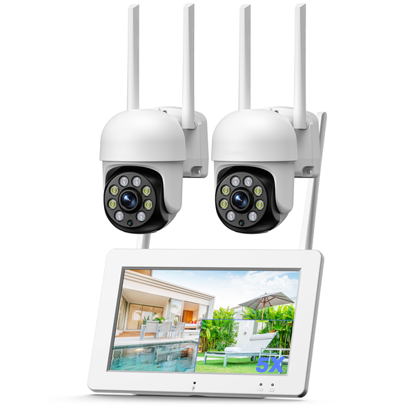 Wireless Security Camera System with 7''Touch Monitor