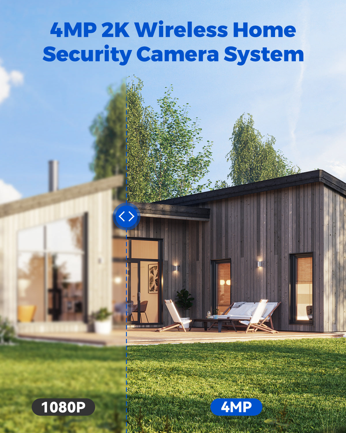 4MP Wireless Solar Security Camera System with 7'' Portable Touchscreen Monitor, Motion Tracking and Color Night Vision