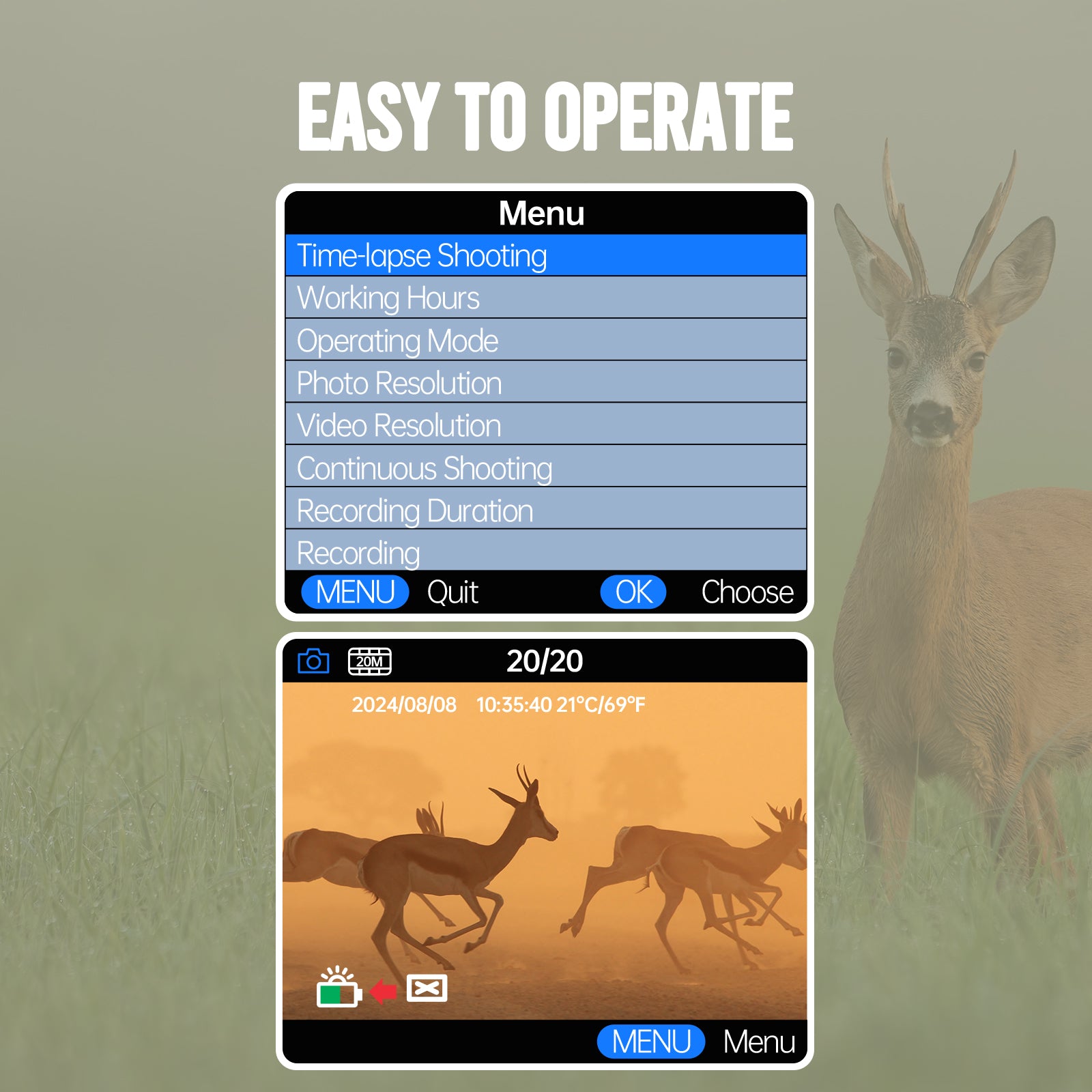 Campark TC28 WiFi Bluetooth Solarbetriebene 32MP 1080P mit 850nm Jagdkamera 
