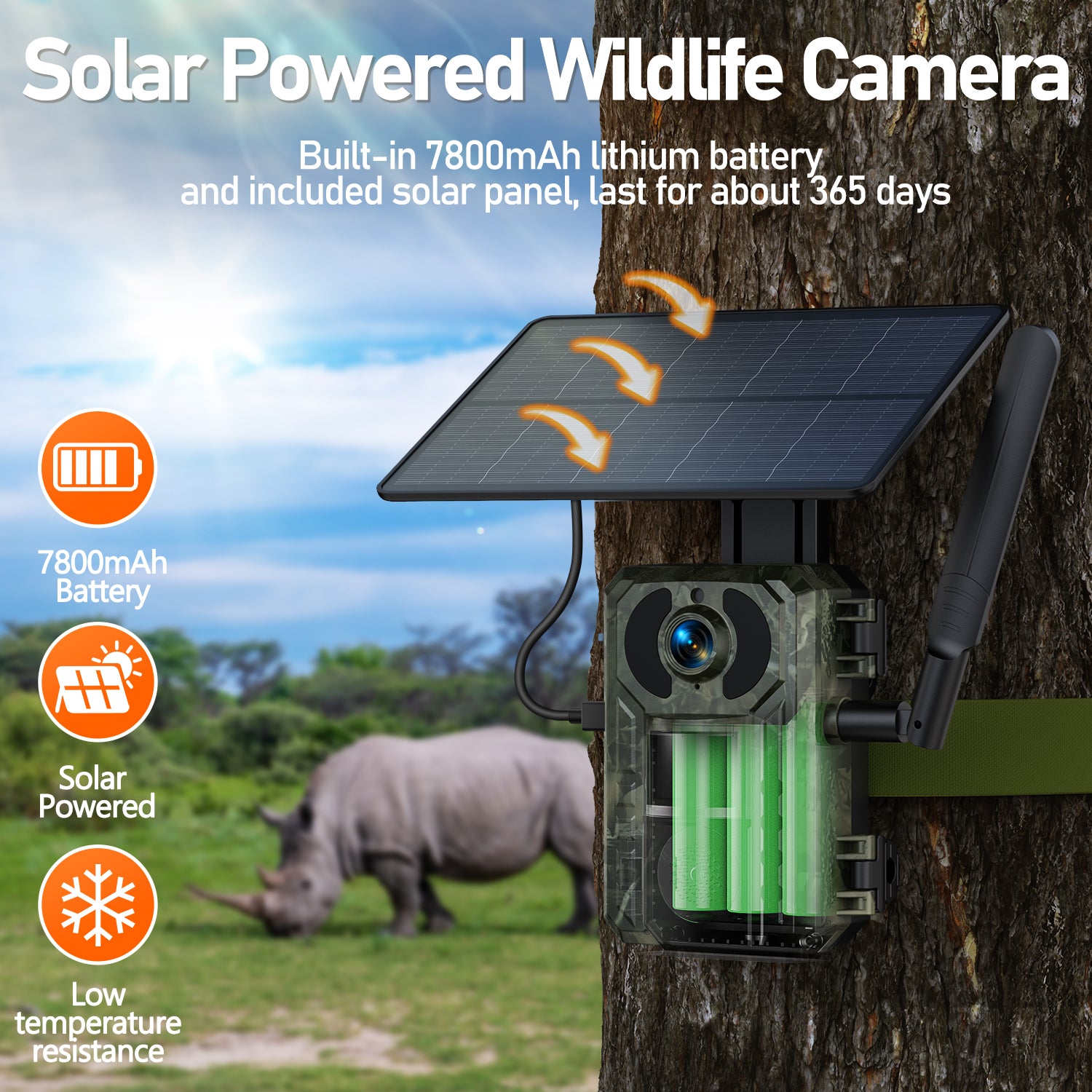 campark tc25 2k 4g lte cellular trail camera solar power wildlife camera - 5