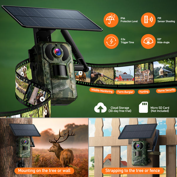 campark tc25 2k 4g lte cellular trail camera solar power wildlife camera - 6