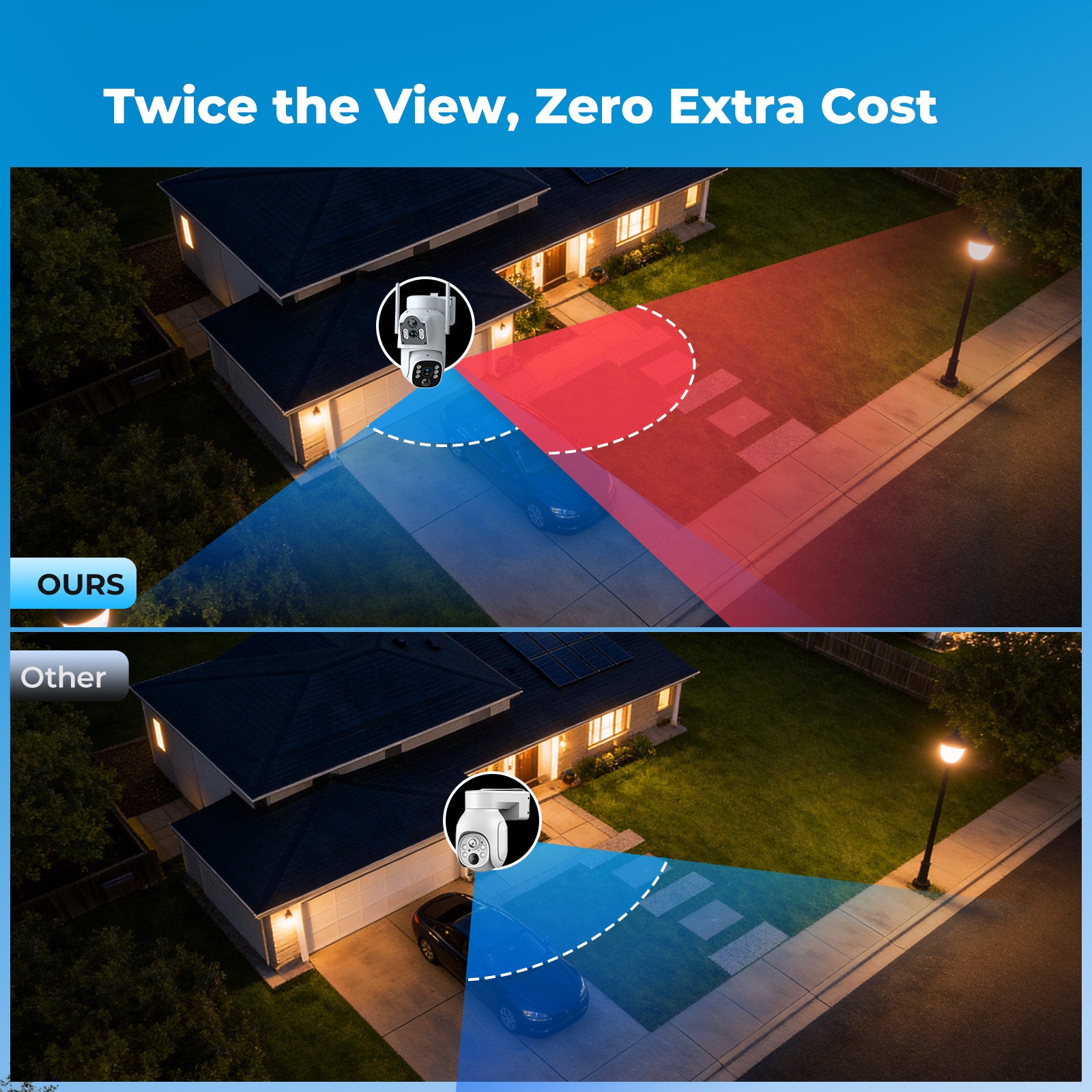 Campark SC56 Solar Dual-Lens PTZ Security Camera System – 360° Coverage, 2K Color Night Vision, No Monthly Fees