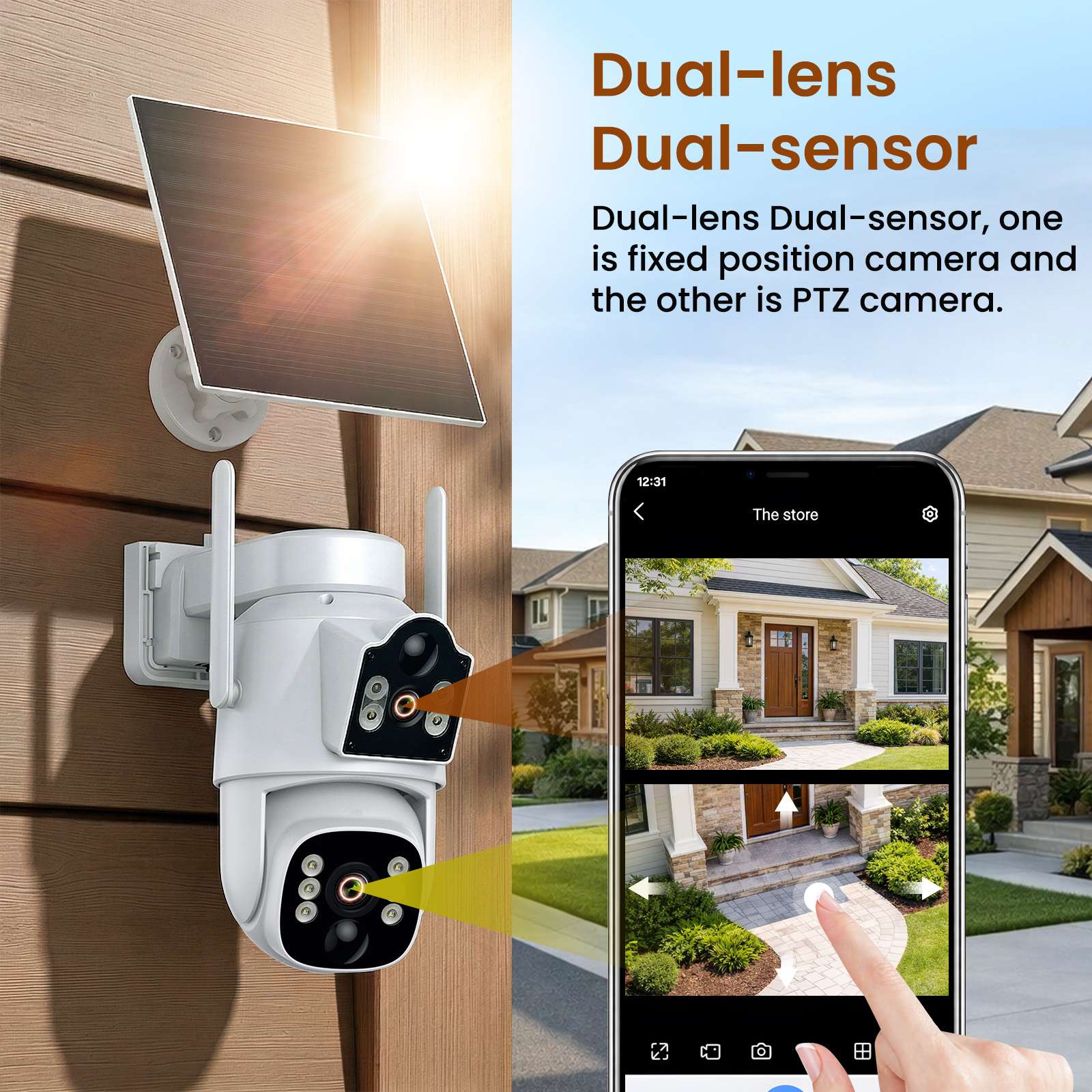 2K Dual-Lens 4G LTE Cellular PTZ Security Camera