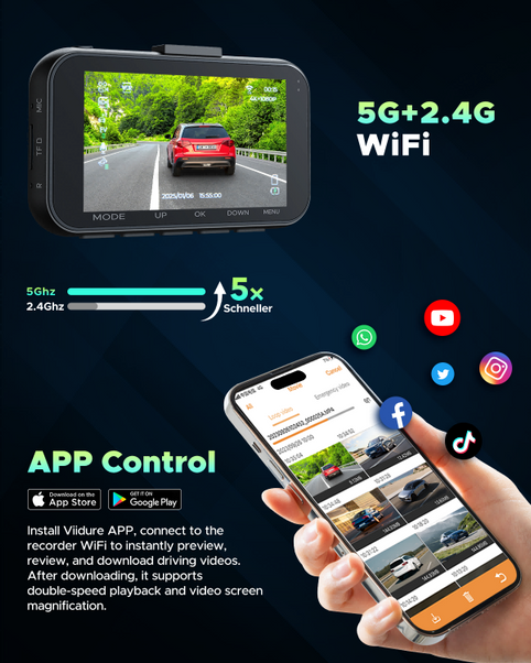 Campark C200 4K Dual-Dashcam vorne und hinten mit 3-Zoll-LCD-Display