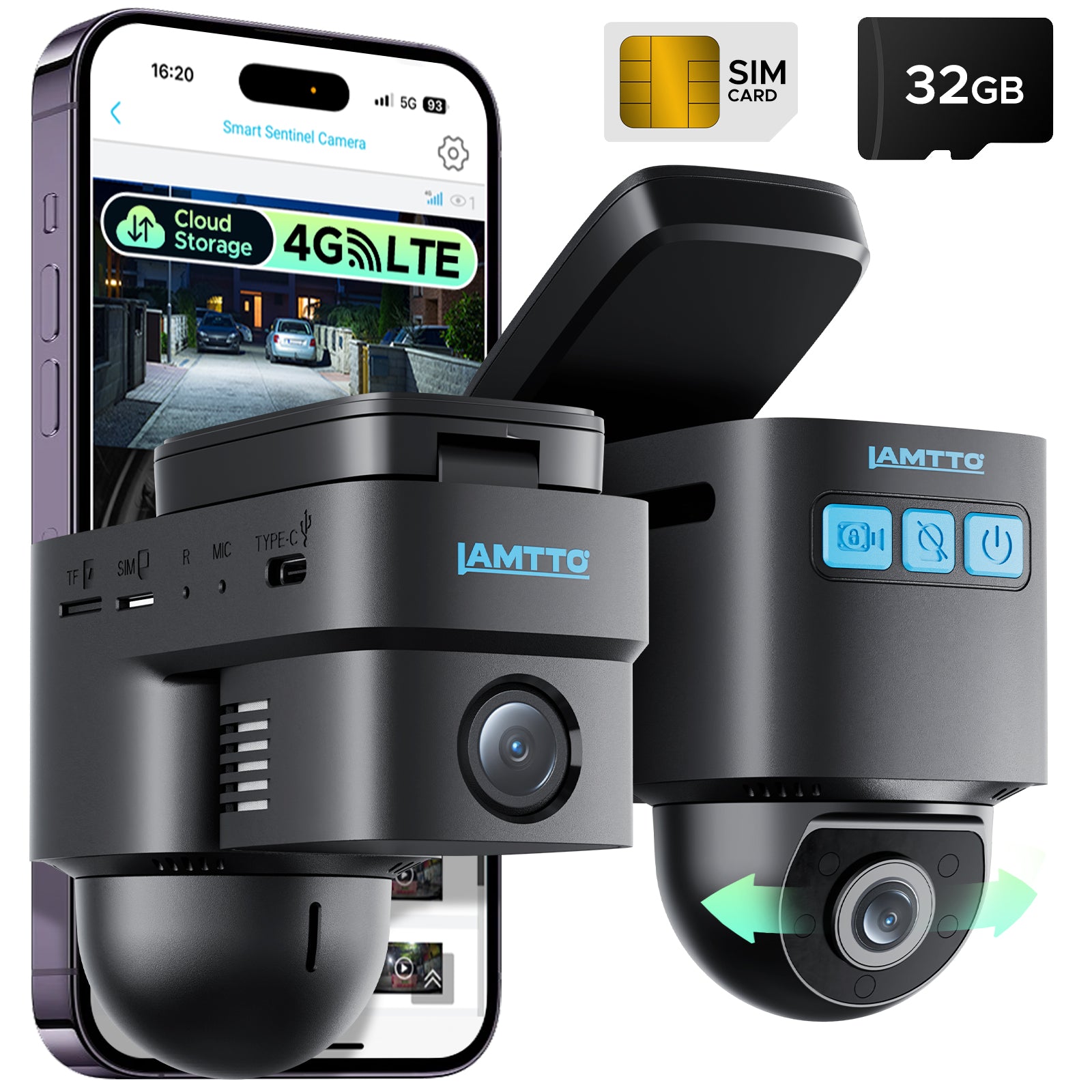 4G LTE Cellular Dash Cam, Remote Live-View & Location Event Video Alarm & Cloud Storage Car Security Camera