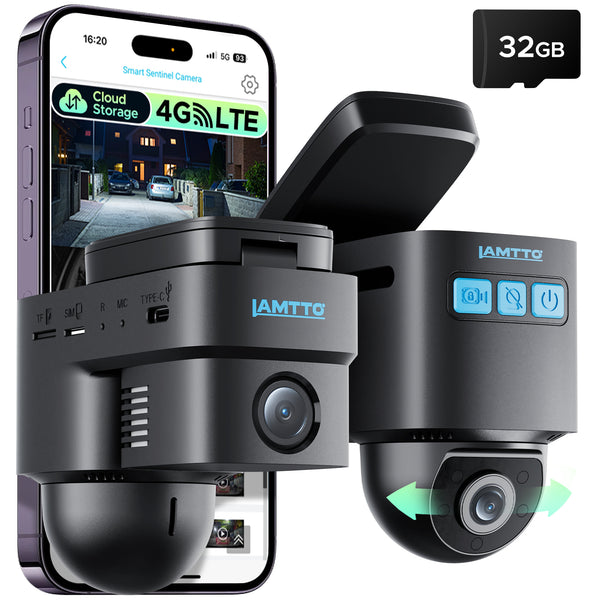 4G LTE Cellular Dash Cam, Remote Live-View & Location Event Video Alarm & Cloud Storage Car Security Camera