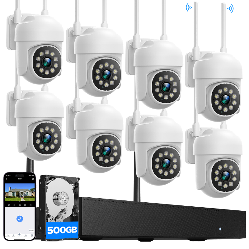 SC54 Wireless Security Camera System, NVR Surveillance Kit, Up to 16CH NVR PTZ, Free 500GB Storage