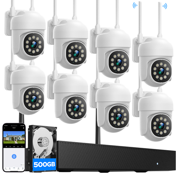 SC54 Wireless Security Camera System, NVR Surveillance Kit, Up to 16CH PTZ, 24/7 Recording, Free 500GB Storage