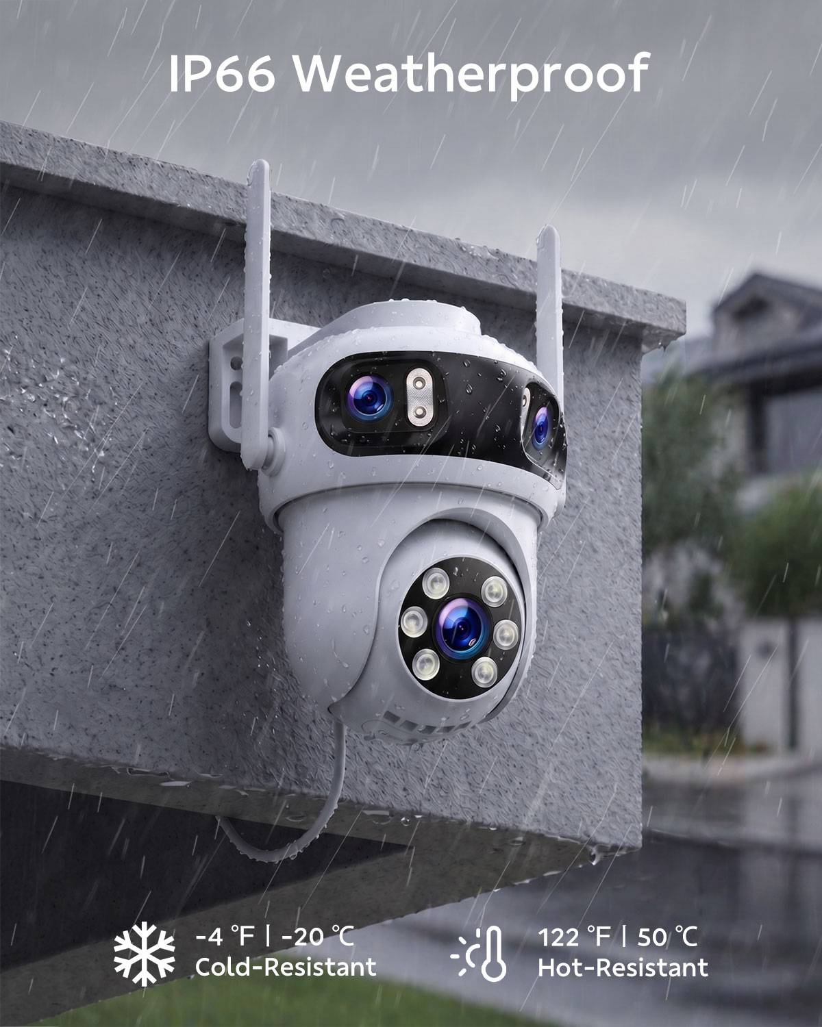 SC57 Triple Lens Wireless Security Camera System, 4 Cameras 12 Views, 10CH NVR Surveillance Kit, Free 500GB Storage