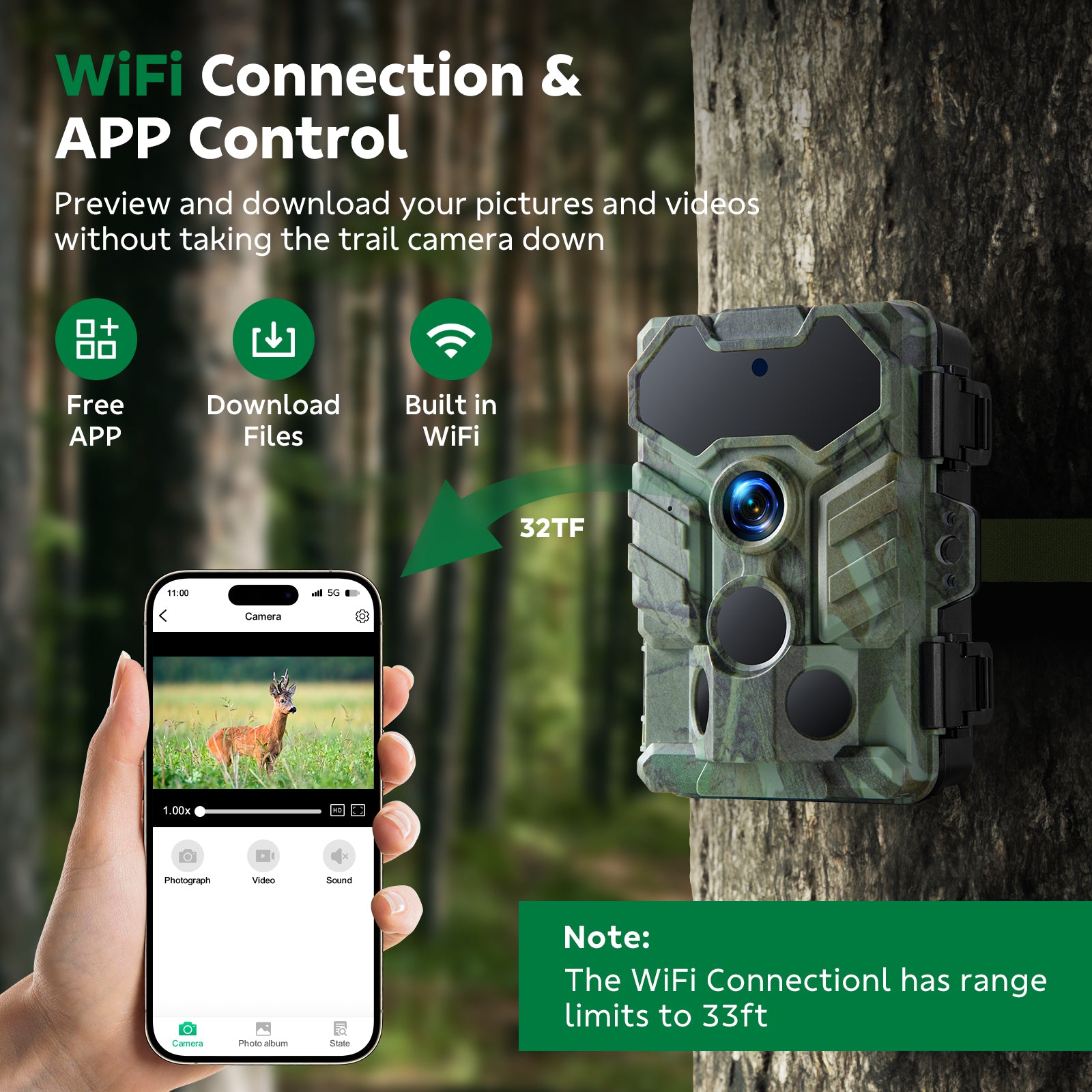 Campark TC29 WIFI Trail Camera, Low Glow Night Vision