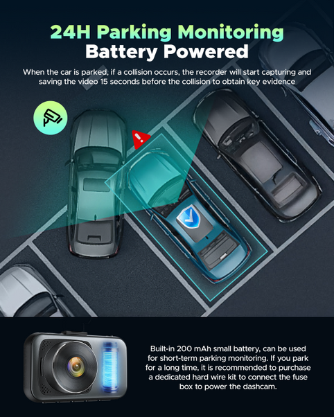 Campark C200 4K Dual-Dashcam vorne und hinten mit 3-Zoll-LCD-Display
