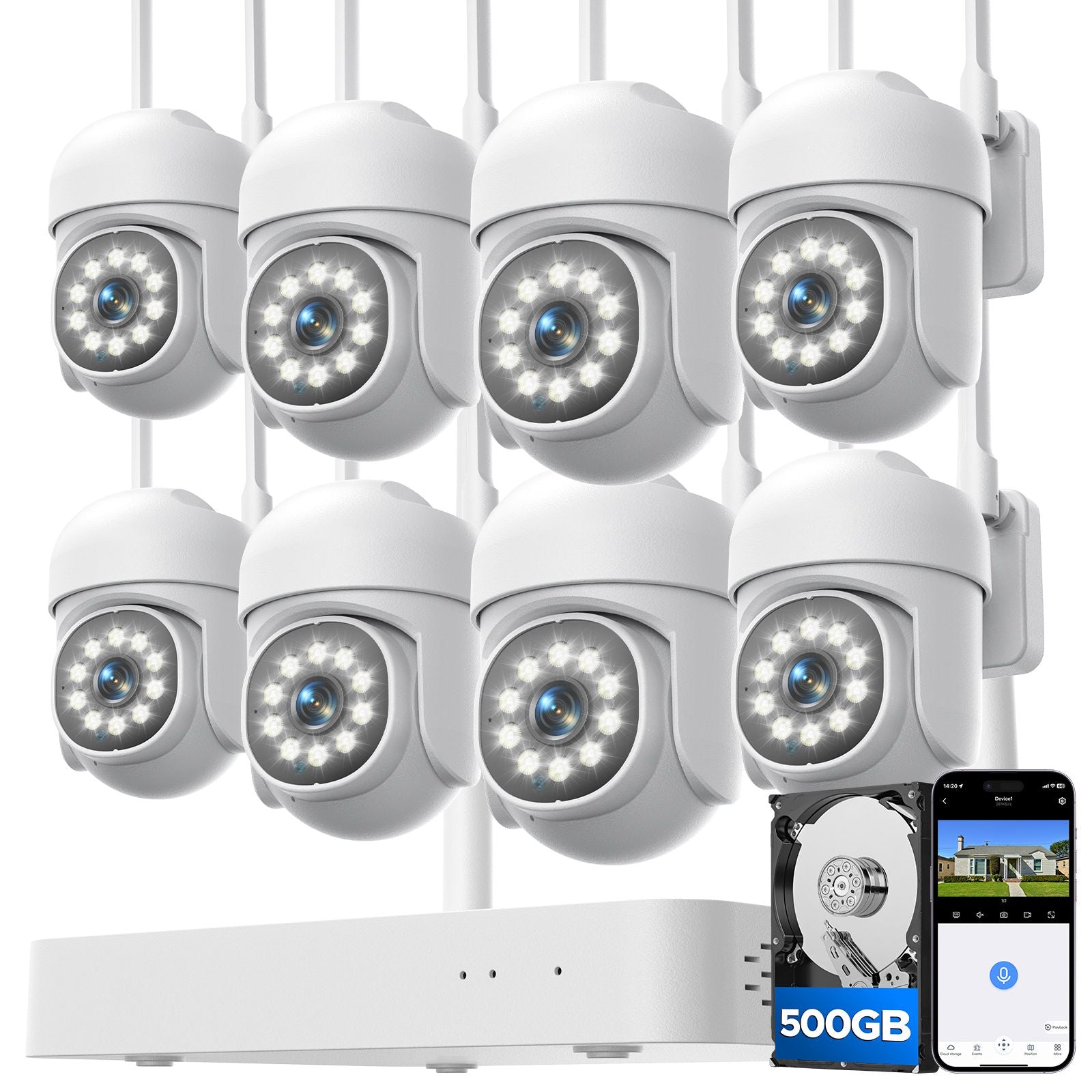 Campark SC53 Wireless Security Camera System with 500GB HDD, No