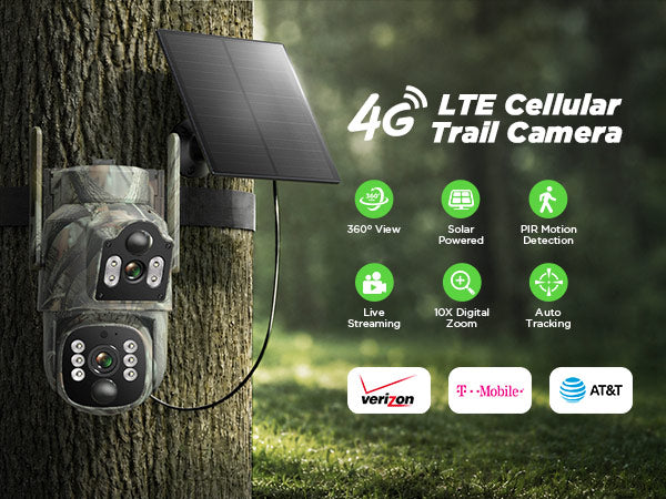 Campark TC39 4G LTE cellular trail camera installed on a tree