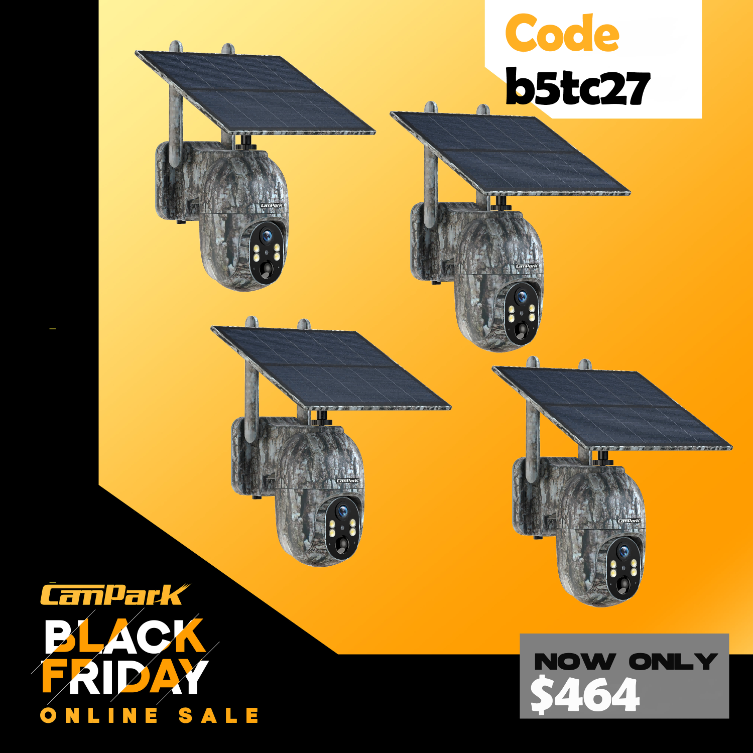 Campark TC27 4G LTE Cellular Trail Camera 2.5K Wireless Solar Powered Cam with Instant Alert and Color Night Vision