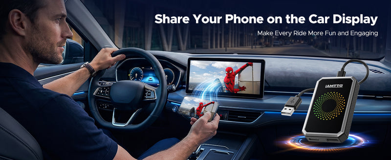 RC23 wireless CarPlay box connected to car display