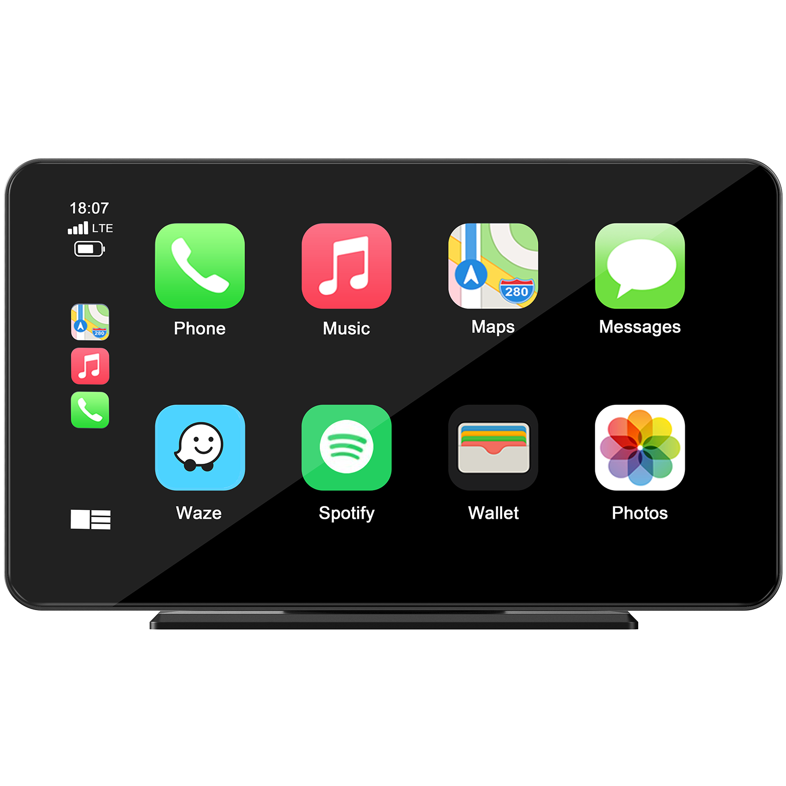 7'' Portable Wireless Car Stereo Apple Carplay with Airplay, Android Auto, Bluetooth, FM, AUX, Voice Control, GPS Navigation