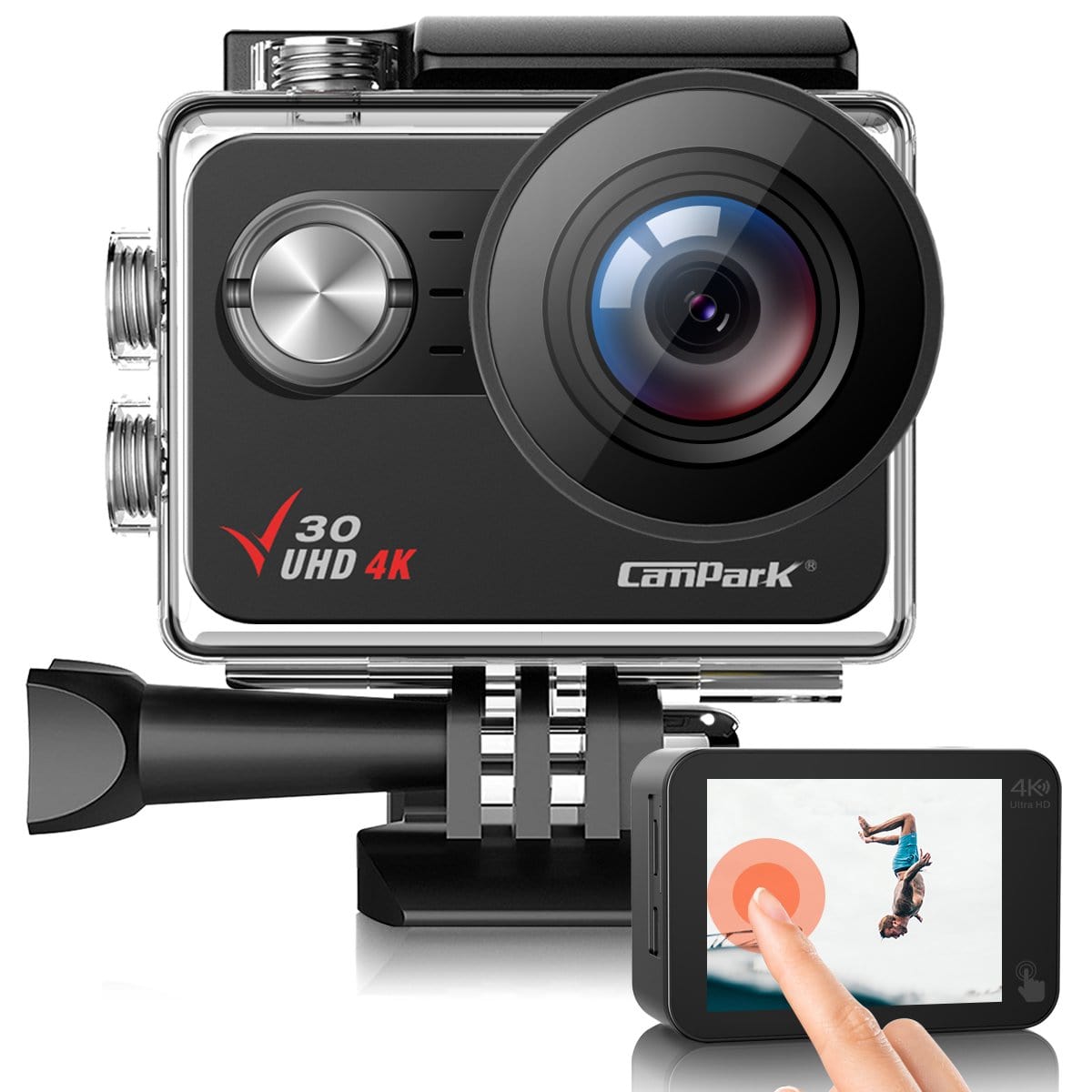 Campark V40/AC02 4K/30FPS WiFi Dual Screen Action Camera 20MP Touch Screen  40M Waterproof Camera（Out of stock in Europe）