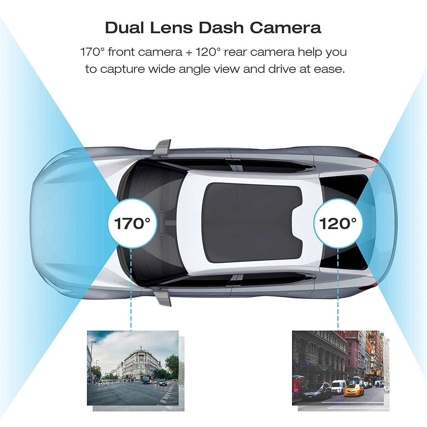 Campark R5 Video Streraming Rearview Mirror Dual 1080P Touch Screen Dash Cam and Backup Camera
