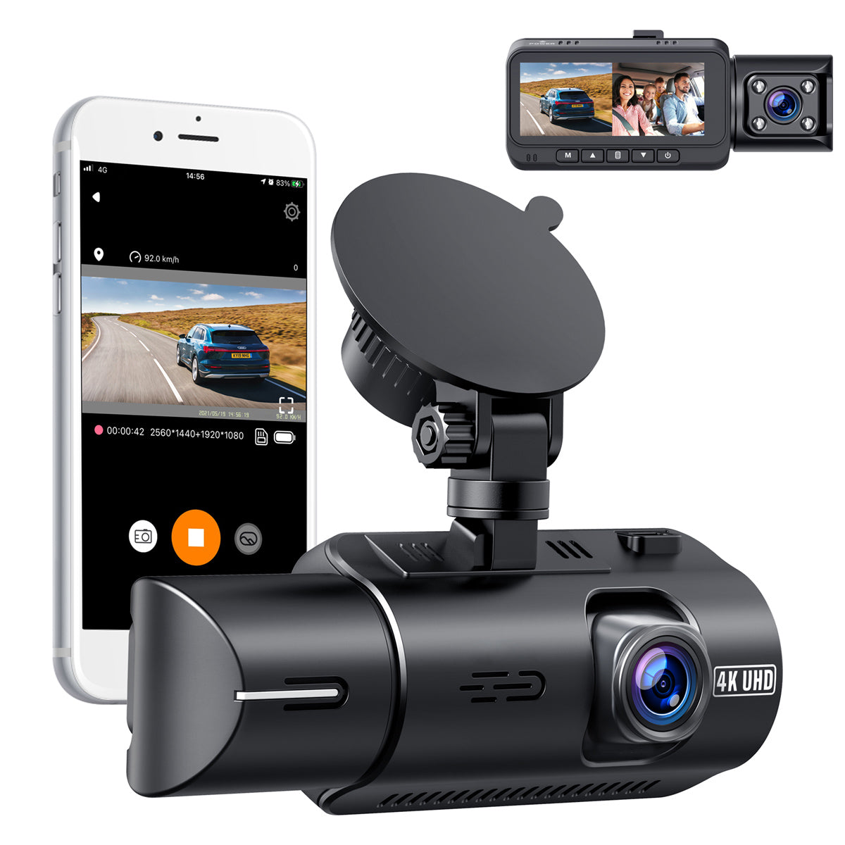 Campark CE67 4K Front and Inside With GPS Dual Dash Camera – Campark ...