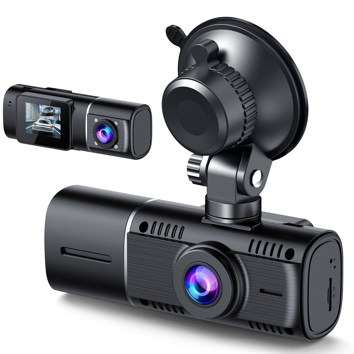 Dashcam Full HD 1080p, Caméra Avant et Caméra Intérieure avec