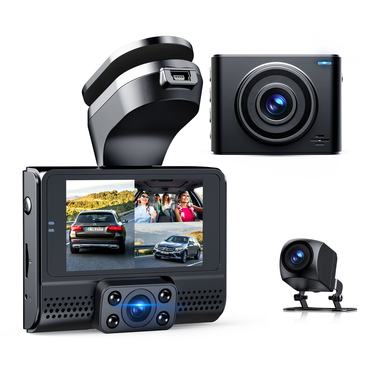 Campark M200 1080P 3 Channel Front and Rear and Inside Dash Cam with GPS
