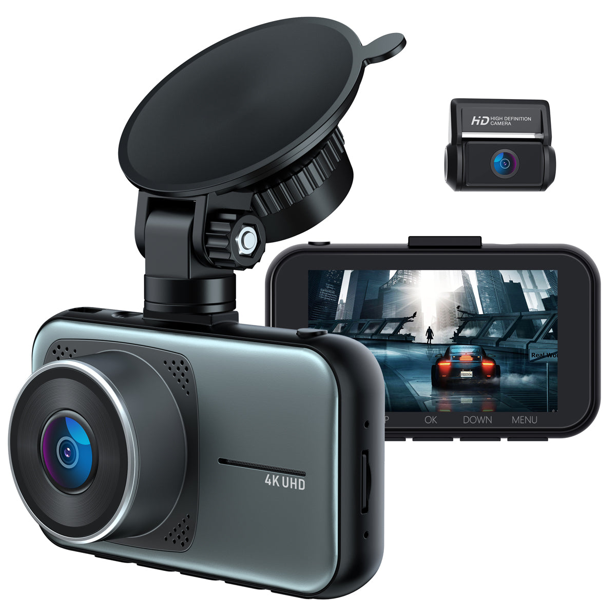 Campark C200 4K Front and Rear Dual Dash Camera with 3 inch LCD Display