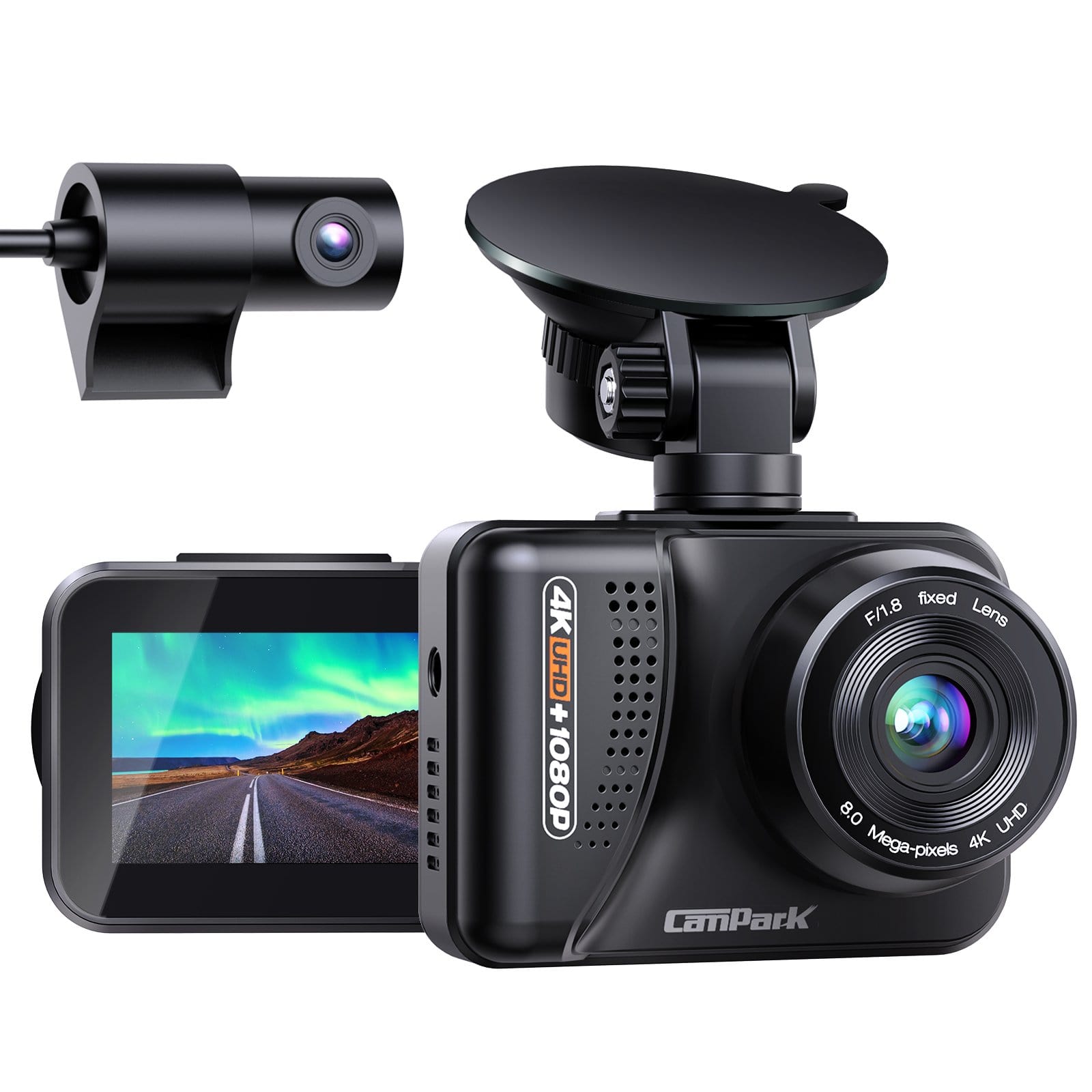 4K Wifi Dash Cam Front and Rear with 64GB Sd Card,3.5 Small Dash Camera  for Car