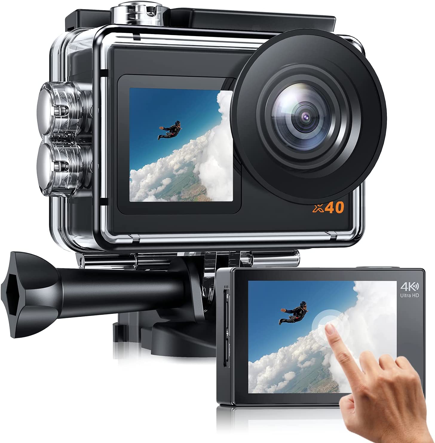 Apeman Action Camera 4k étanche - Caméra sous-marine 40M - Caméra casque  20MP 